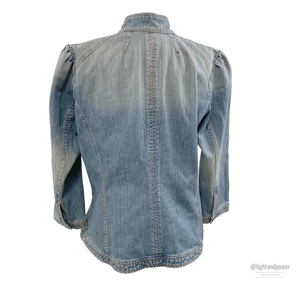 Dana Buchman Pufff Sleeve Denim Jean Jacket EUC - Picture 7 of 11